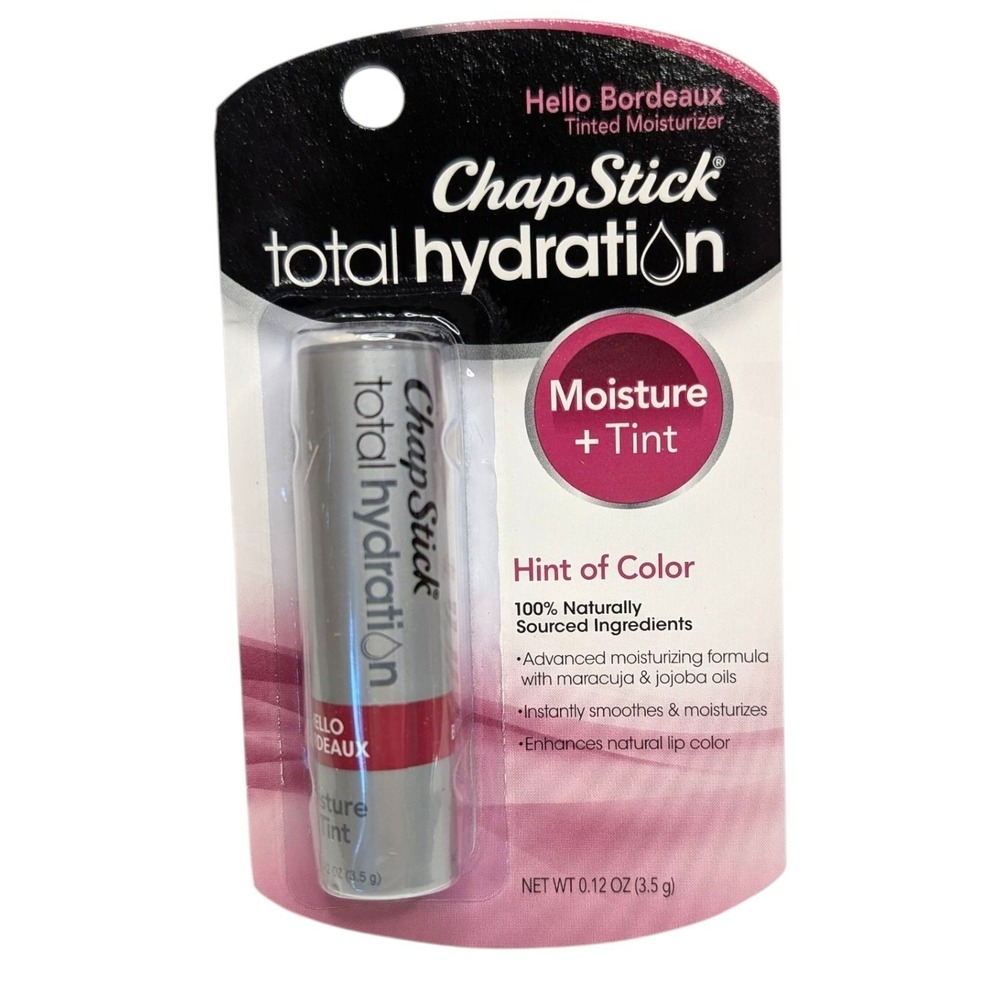 ChapStick Total Hydration Hello Bordeaux Tinted Moisturizer Lip Balm 0.12‎ oz